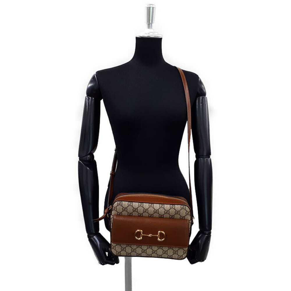 Gucci Horsebit brown leather Shoulder onic Supreme canvas Bag 1955 GG - Picture 9 of 9